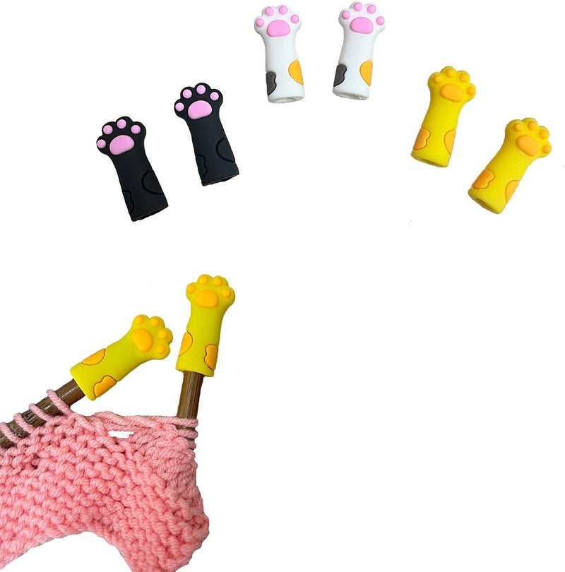 spansee 6 PCS Cat Paw Knitting Needles Stoppers, Knitting Needle Point Protectors, Stitch Stopper, Needle Minder, Knitting Accessories, Knitting Supplies fit Size 11-17 (8mm-12.75mm) Needles - Image 1